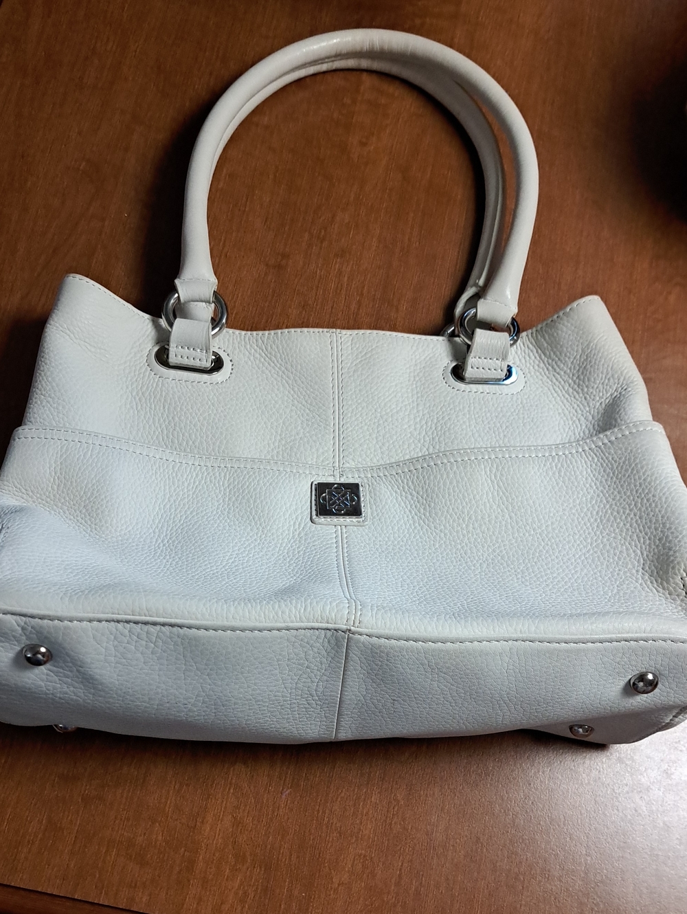 Piazza Classic Women's White Leather Tote Handbag